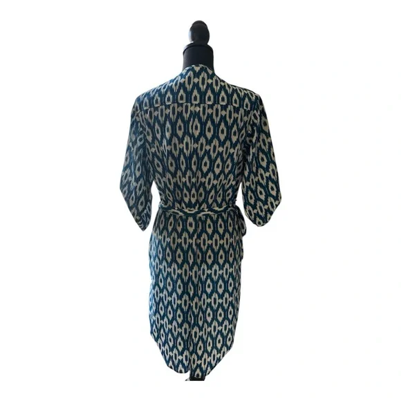 Anthropologie Maeve Ikat Print Shirt Dress Belted Size M - Picture 7 of 8
